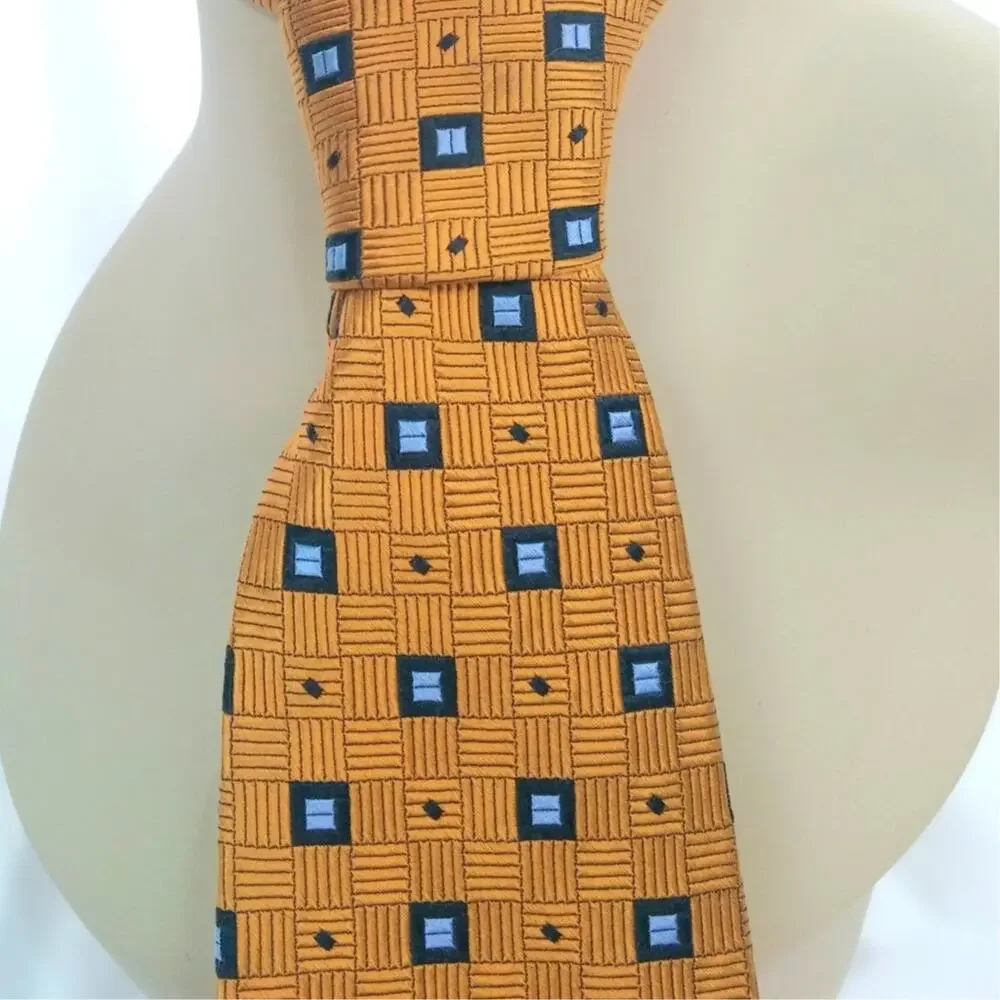 Robert Talbott Geometric Silk Tie Best of Class Nordstrom Golden Yellow Blue USA